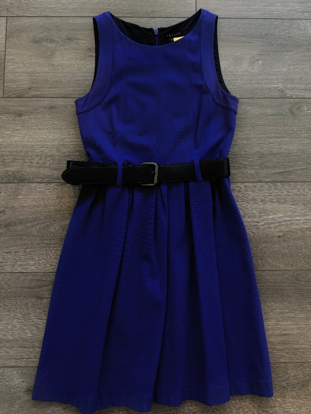 Theory Royal Blue Sleeveless Belted Mini Dress